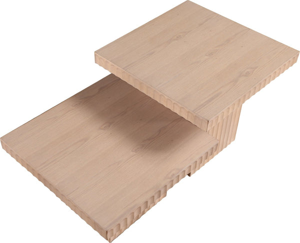 Meridian Furniture Spencer Fluted Oak Veneer Nesting Coffee Table Set for Modern Living Rooms 253Oak-CT-2B