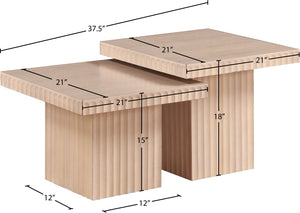 Meridian Furniture Spencer Oak Veneer Nesting Coffee Table Set with Fluted Detail for Modern Living Rooms 253Oak-CT-2C