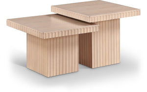 Meridian Furniture Spencer Oak Veneer Nesting Coffee Table Set with Fluted Detail for Modern Living Rooms 253Oak-CT-2C