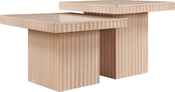 Meridian Furniture Spencer Oak Veneer Nesting Coffee Table Set with Fluted Detail for Modern Living Rooms 253Oak-CT-2C