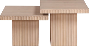 Meridian Furniture Spencer Oak Veneer Nesting Coffee Table Set with Fluted Detail for Modern Living Rooms 253Oak-CT-2C