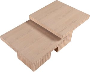 Meridian Furniture Spencer Oak Veneer Nesting Coffee Table Set with Fluted Detail for Modern Living Rooms 253Oak-CT-2C