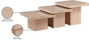 Meridian Furniture Spencer Fluted Oak Veneer Modular Three Piece Coffee Table for Modern Living Rooms 253Oak-CT-3A