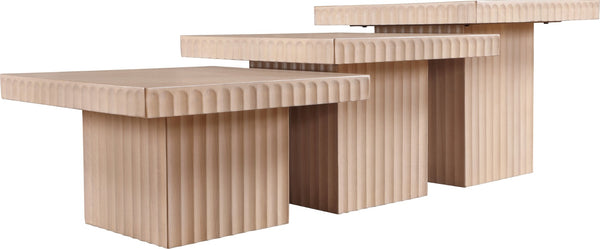 Meridian Furniture Spencer Fluted Oak Veneer Modular Three Piece Coffee Table for Modern Living Rooms 253Oak-CT-3A