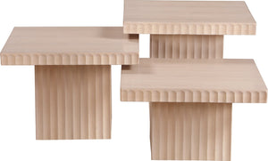 Meridian Furniture Spencer Fluted Oak Veneer Modular Three Piece Coffee Table for Modern Living Rooms 253Oak-CT-3A