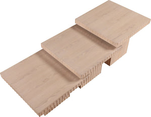 Meridian Furniture Spencer Fluted Oak Veneer Modular Three Piece Coffee Table for Modern Living Rooms 253Oak-CT-3A