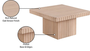 Meridian Furniture Spencer Fluted Oak Veneer Coffee Table with Natural Wood Grain for Modern Living Rooms 253Oak-CT12