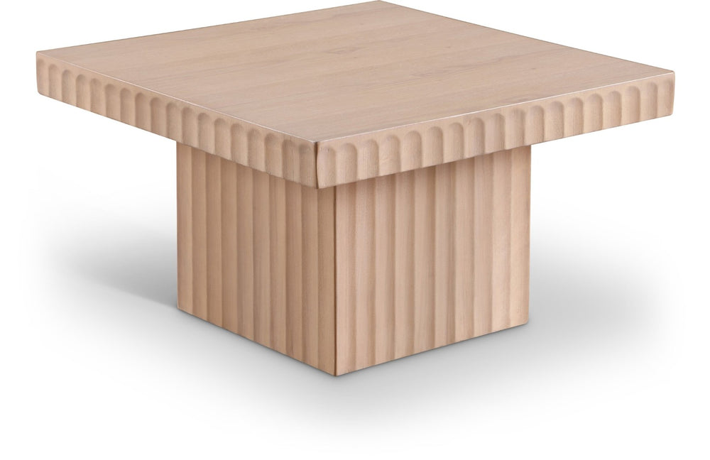 Meridian Furniture Spencer Fluted Oak Veneer Coffee Table with Natural Wood Grain for Modern Living Rooms 253Oak-CT12