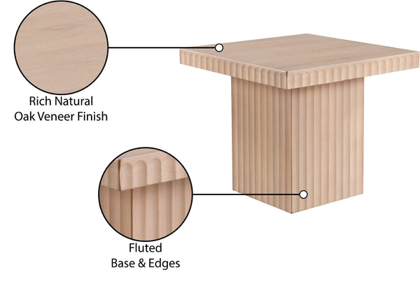 Meridian Furniture Spencer Fluted Oak Veneer Coffee Table with Sculptural Base for Modern Living Rooms 253Oak-CT18
