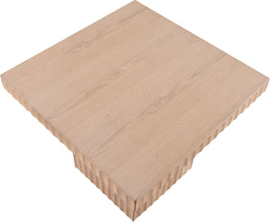 Meridian Furniture Spencer Fluted Oak Veneer Coffee Table with Sculptural Base for Modern Living Rooms 253Oak-CT18