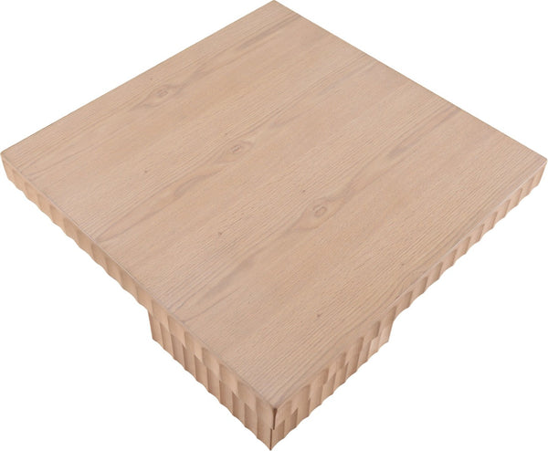 Meridian Furniture Spencer Fluted Oak Veneer Coffee Table with Sculptural Base for Modern Living Rooms 253Oak-CT18