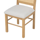 English Elm Trexm 4 Retro Upholstered Chairs With Rattan Backrests For Dining Room and Kitchen (Natural Wood Wash)