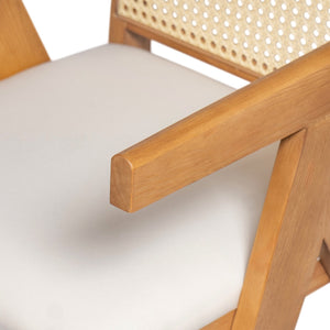 English Elm Christopher Knight Home® - Chandigarh Arm Dining Chairs Set Of 2 - Stylish Cane Upholstered Kitchen Chairs With Comfort & Charm N768P241396N