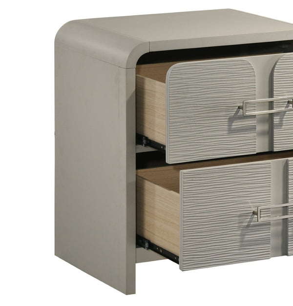 English Elm Aria Modern King Bedroom Set with Upholstered Headboard Built-in Lighting Storage B009S01905