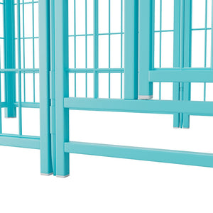 English Elm Dog Playpen 8 Panel Heavy Duty Iron Pet Enclosure Foldable Indoor Outdoor Exercise Pen Blue W368P233999