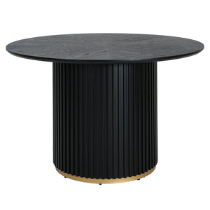 English Elm Christopher Knight Home® - 47.25" Round Pedestal Dining Table – Stylish Black Finish For Versatile Dining And Display Use N771P358147H_N771P358148H