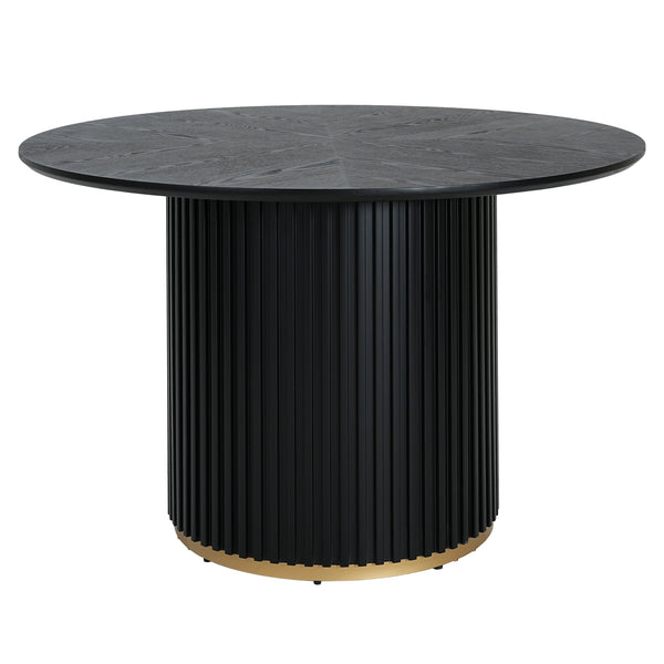 English Elm Christopher Knight Home® - 47.25" Round Pedestal Dining Table – Stylish Black Finish For Versatile Dining And Display Use N771P358147H_N771P358148H
