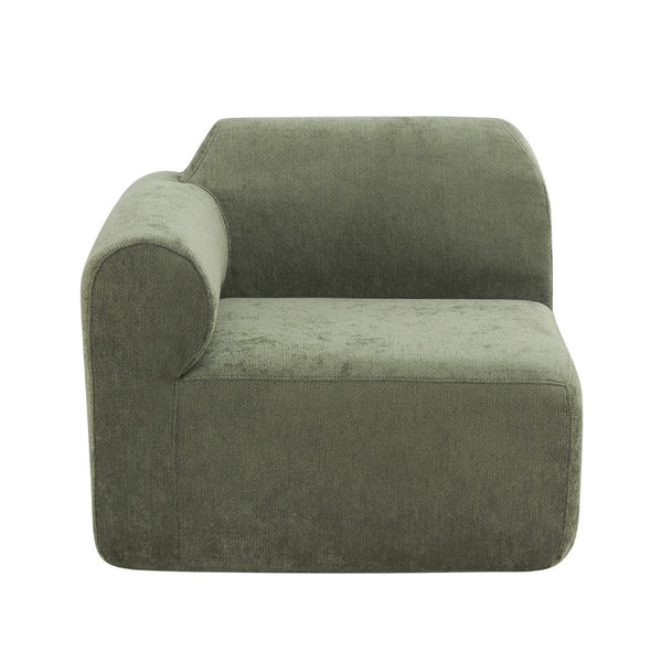 English Elm 111" Curved Sectional Sofa Set Plush Lamb Wool Upholstery Deep Seat Ottoman Lounge Green N767P371305G