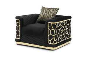 English Elm Talia Art Deco Accent Chair Hardwood Frame Structured Back Geometric Living Room Black B078P301561