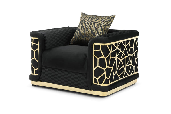 English Elm Talia Art Deco Accent Chair Hardwood Frame Structured Back Geometric Living Room Black B078P301561