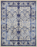 Unique Loom La Jolla Traditional Machine Made Floral Rug Ivory and Blue, Blue/Light Blue/Navy Blue 8' 0" x 10' 0"