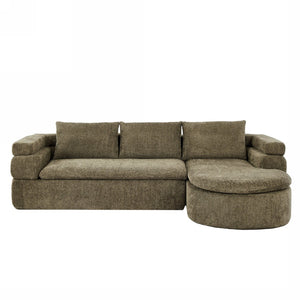 English Elm 106" L-shaped Sectional Sofa Modular Chaise Lounge Neutral Fabric Living Room Olive Green N771P396321L_N771P396322L