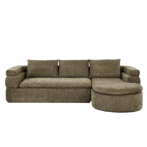 English Elm 106" L-shaped Sectional Sofa Modular Chaise Lounge Neutral Fabric Living Room Olive Green N771P396321L_N771P396322L