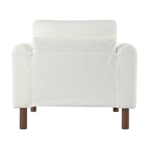 English Elm Christopher Knight Home® - Oversized Teddy Velvet Accent Chair with Curved Armrests, Tufted Mid-Century Design and Walnut Legs White N765P189679W