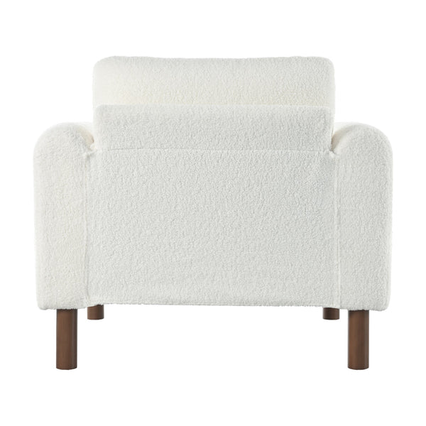 English Elm Christopher Knight Home® - Oversized Teddy Velvet Accent Chair with Curved Armrests, Tufted Mid-Century Design and Walnut Legs White N765P189679W