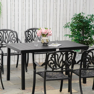 English Elm Outsunny Rectangular Patio Dining Table For 6 – Durable, Weather-Resistant, Modern Woodgrain Design W2225P200565-GIGA