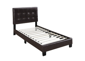 English Elm 1pc Twin Platform Bed Faux Leather Upholstered Frame Adjustable Headboard Modern B011P414677