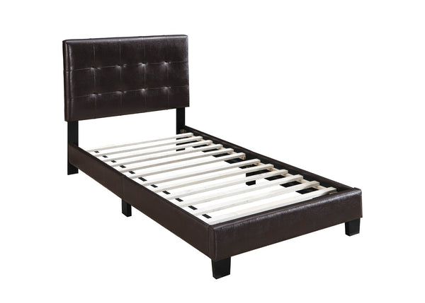 English Elm 1pc Twin Platform Bed Faux Leather Upholstered Frame Adjustable Headboard Modern B011P414677