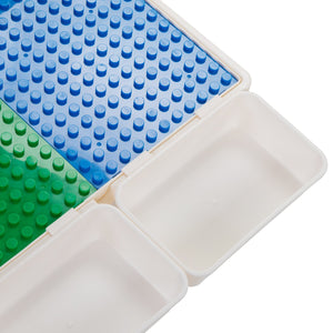 English Elm All-in-One Kids Activity Table set with 2 chairs, 100 DIY blocks, slides, storage & cushions for toddlers W2181P362367