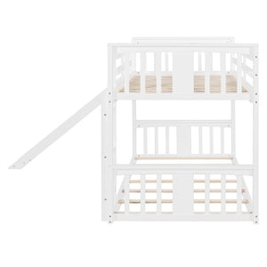 English Elm Twin Over Kids Bunk Bed with Slide Ladder Pine Frame White Finish LT000108AAK-1