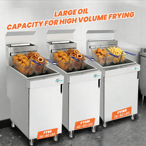 English Elm 90,000 Btu Triple Burner Lp Gas Fryer Heavy Duty Floor Model for Restaurant Use W3629P365490