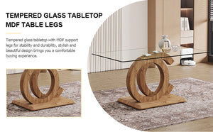 English Elm Large Modern Minimalist Rectangular Glass Dining Table For 6-8 People - Stylish & Durable Design W1151S04021
