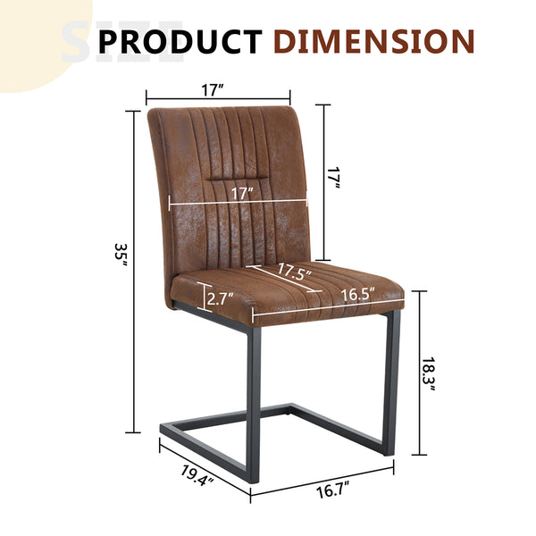 English Elm 4 Ergonomic Brown Dining Chairs with Breathable Fabric, Sponge Comfort & Sturdy Black Metal Legs W1151P266890