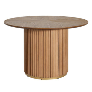 English Elm Christopher Knight Home® - 47.25" Round Pedestal Dining Table - Natural Wood Finish, Seats 4-5, Perfect For Any Space! N771P358147A_N771P358148A