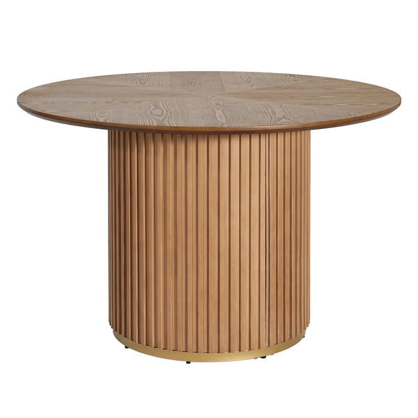 English Elm Christopher Knight Home® - 47.25" Round Pedestal Dining Table - Natural Wood Finish, Seats 4-5, Perfect For Any Space! N771P358147A_N771P358148A