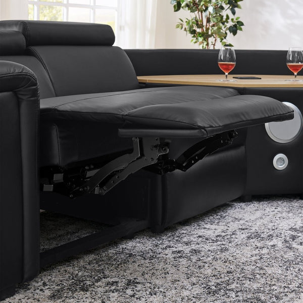 English Elm 5-seater Air Leather Power Reclining Sectional with Led Bluetooth Subwoofer and Lift Cabinet Black W1191S00121