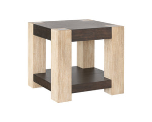 Basset Mirror Harmony End Table - Modern Sophistication With Textured Design, Durable Wood & Unique Craftsmanship Natural Wood 2540-250b-t