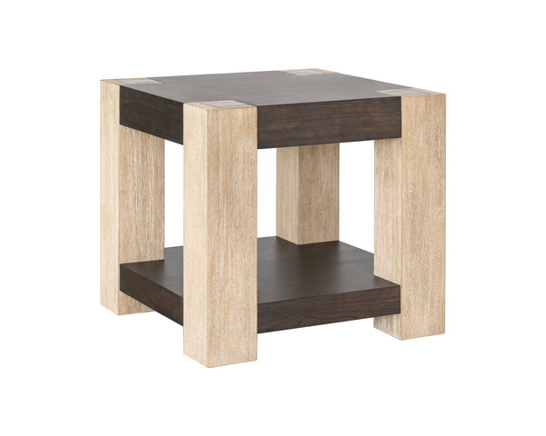 Basset Mirror Harmony End Table - Modern Sophistication With Textured Design, Durable Wood & Unique Craftsmanship Natural Wood 2540-250b-t