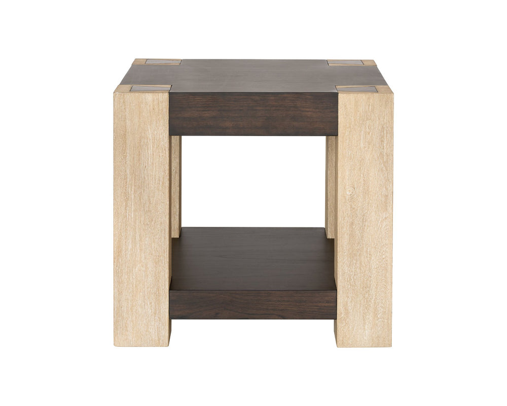 Basset Mirror Harmony End Table - Modern Sophistication With Textured Design, Durable Wood & Unique Craftsmanship Natural Wood 2540-250b-t