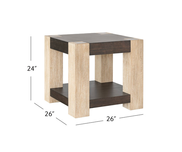 Basset Mirror Harmony End Table - Modern Sophistication With Textured Design, Durable Wood & Unique Craftsmanship Natural Wood 2540-250b-t