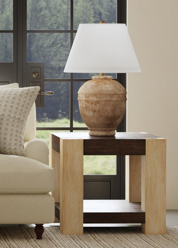 Basset Mirror Harmony End Table - Modern Sophistication With Textured Design, Durable Wood & Unique Craftsmanship Natural Wood 2540-250b-t