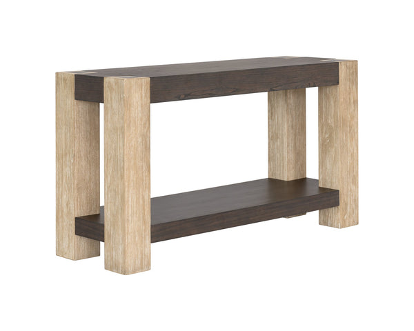 Basset Mirror Harmony Console Table - Contemporary Elegance With Unique Textured Legs And Dovetail Joint Design Natural Wood 2540-400b-t