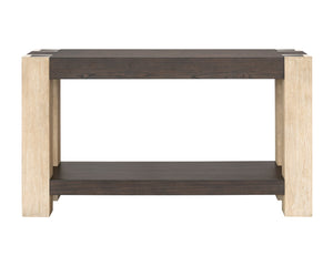 Basset Mirror Harmony Console Table - Contemporary Elegance With Unique Textured Legs And Dovetail Joint Design Natural Wood 2540-400b-t