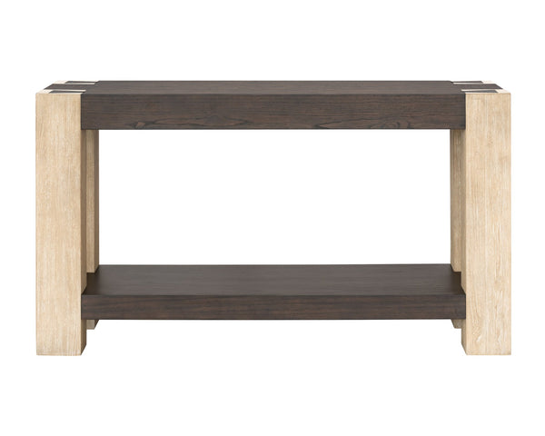Basset Mirror Harmony Console Table - Contemporary Elegance With Unique Textured Legs And Dovetail Joint Design Natural Wood 2540-400b-t