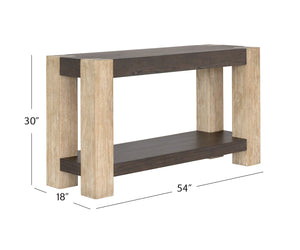 Basset Mirror Harmony Console Table - Contemporary Elegance With Unique Textured Legs And Dovetail Joint Design Natural Wood 2540-400b-t