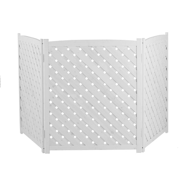English Elm 3-panel Outdoor Wood Slatted Privacy Screen Enclosure for Patio Equipment Areas White W2640P389245